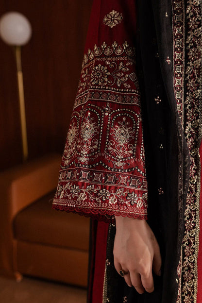 Royal Maroon Lal Pari 3Pc Embroidered Lawn Dress BY Al Asar Art - Image 2